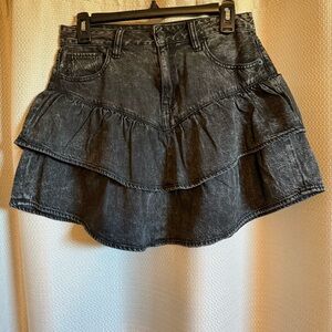 American Eagle Black Denim Ruffle Mini Skirt Size 4
